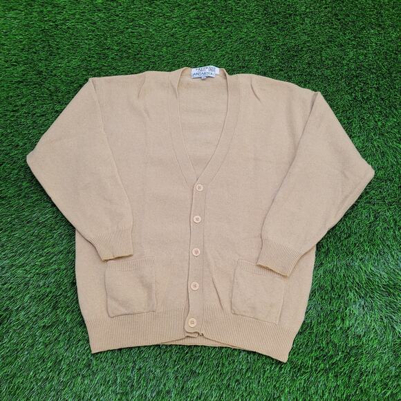 Vintage Antartex Lambswool Cardigan Womens Large 22x27 Brown - Picture 1 of 11